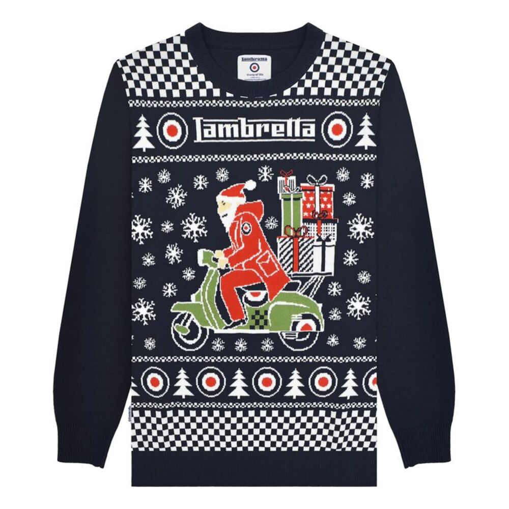 Lambretta Mens AW25 Scooter Christmas Sweater / Navy